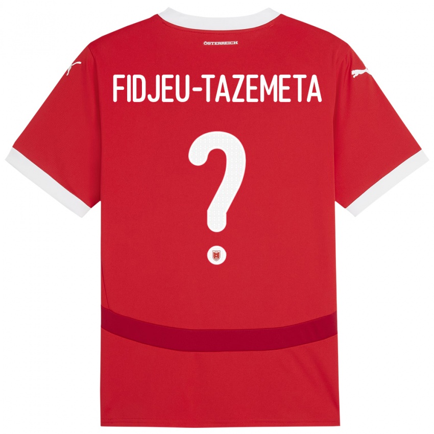 Hombre Camiseta Austria Thierry Fidjeu-Tazemeta #0 Rojo 1ª Equipación 24-26 La Camisa Chile