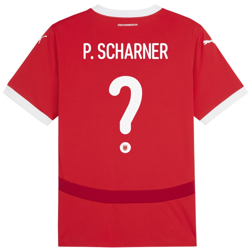 Hombre Camiseta Austria Paul Scharner #0 Rojo 1ª Equipación 24-26 La Camisa Chile