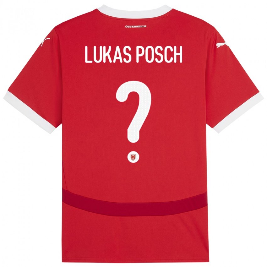 Hombre Camiseta Austria Lukas Posch #0 Rojo 1ª Equipación 24-26 La Camisa Chile