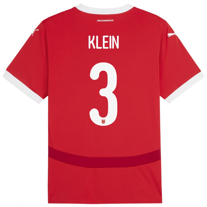 Hombre Camiseta Austria Jennifer Klein #3 Rojo 1ª Equipación 24-26 La Camisa Chile