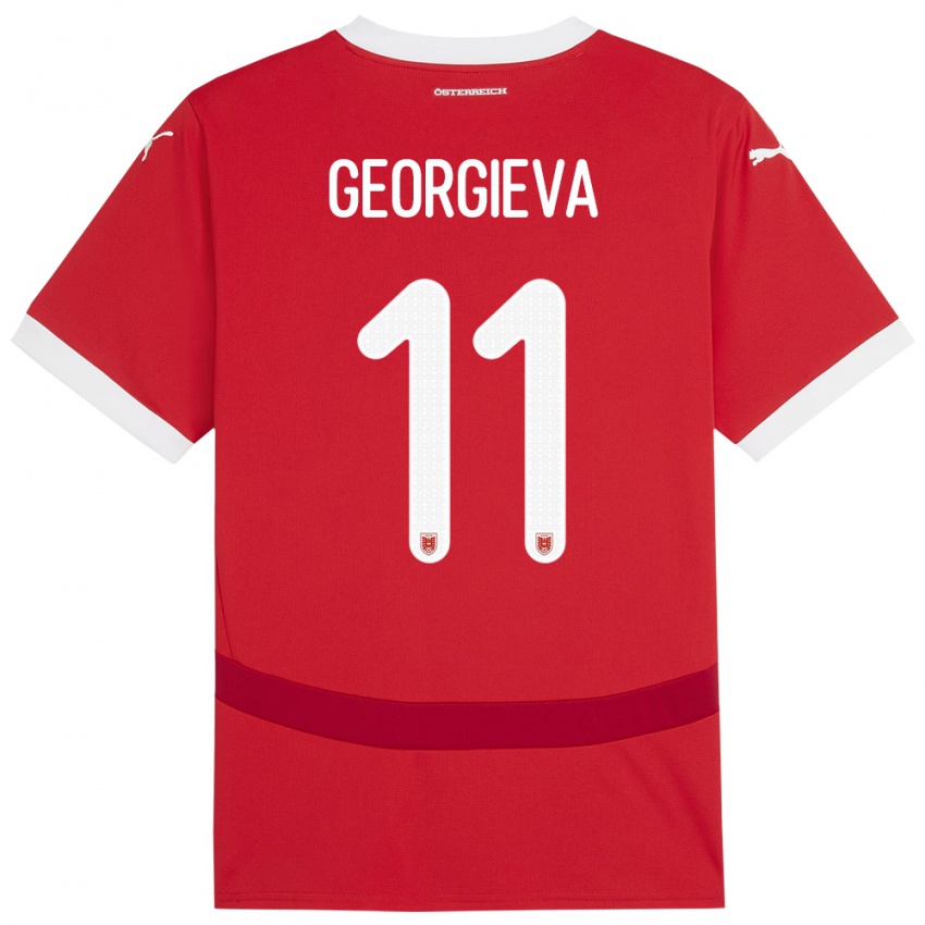 Hombre Camiseta Austria Marina Georgieva #11 Rojo 1ª Equipación 24-26 La Camisa Chile