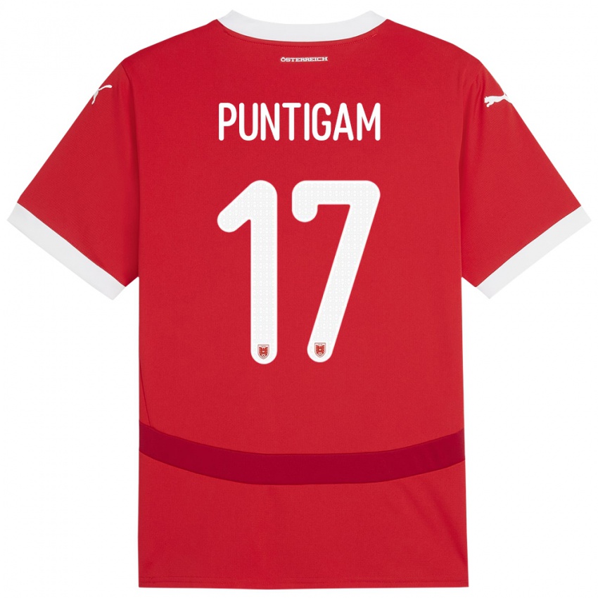 Hombre Camiseta Austria Sarah Puntigam #17 Rojo 1ª Equipación 24-26 La Camisa Chile