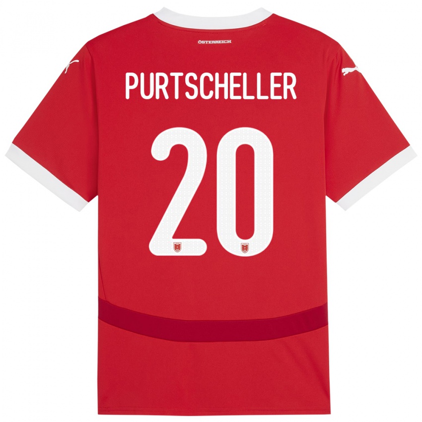 Hombre Camiseta Austria Lilli Purtscheller #20 Rojo 1ª Equipación 24-26 La Camisa Chile