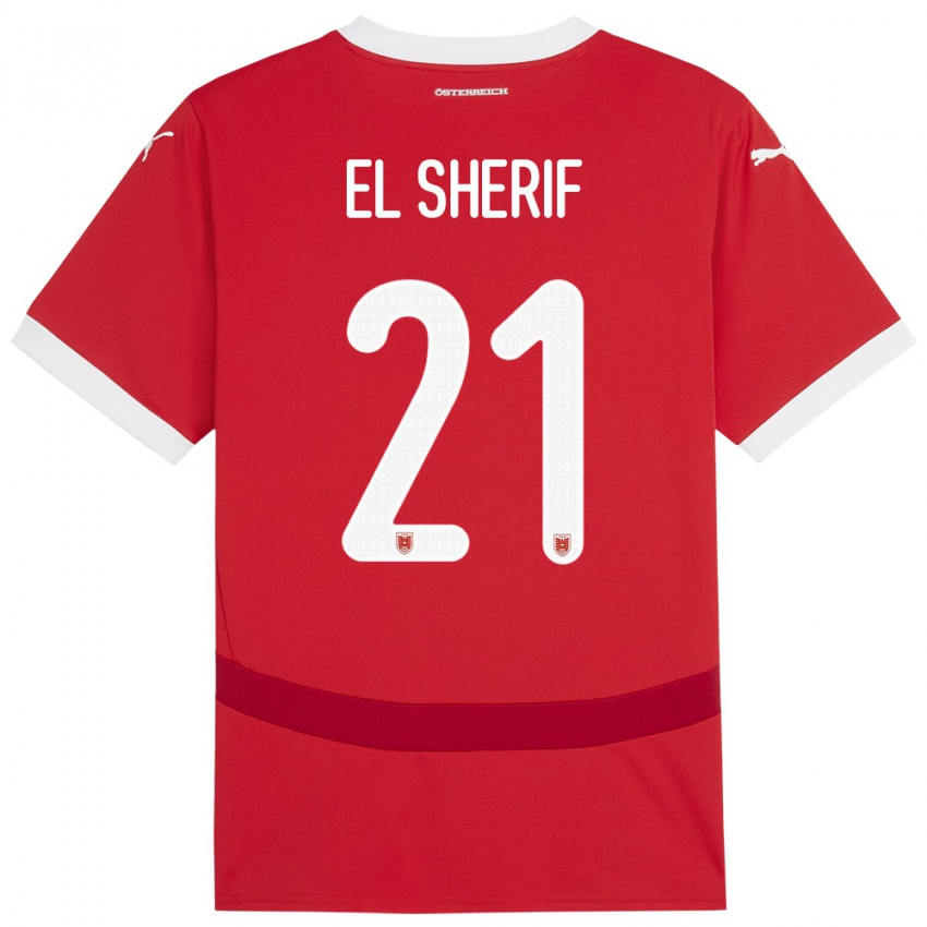 Hombre Camiseta Austria Mariella El Sherif #21 Rojo 1ª Equipación 24-26 La Camisa Chile