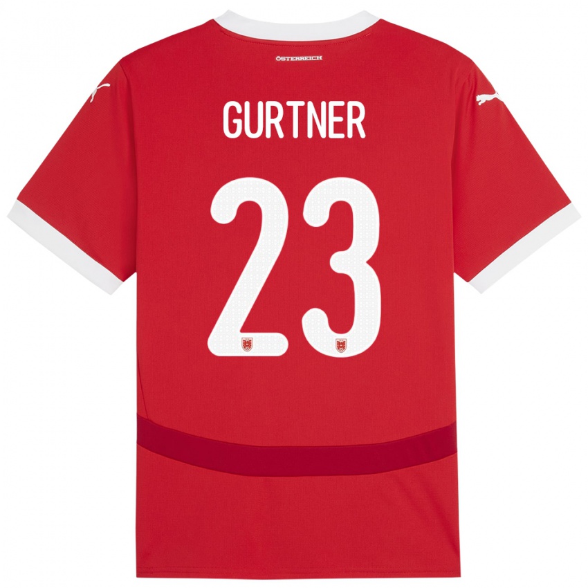 Hombre Camiseta Austria Andrea Gurtner #23 Rojo 1ª Equipación 24-26 La Camisa Chile