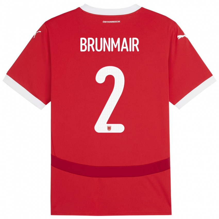 Hombre Camiseta Austria Livia Brunmair #2 Rojo 1ª Equipación 24-26 La Camisa Chile