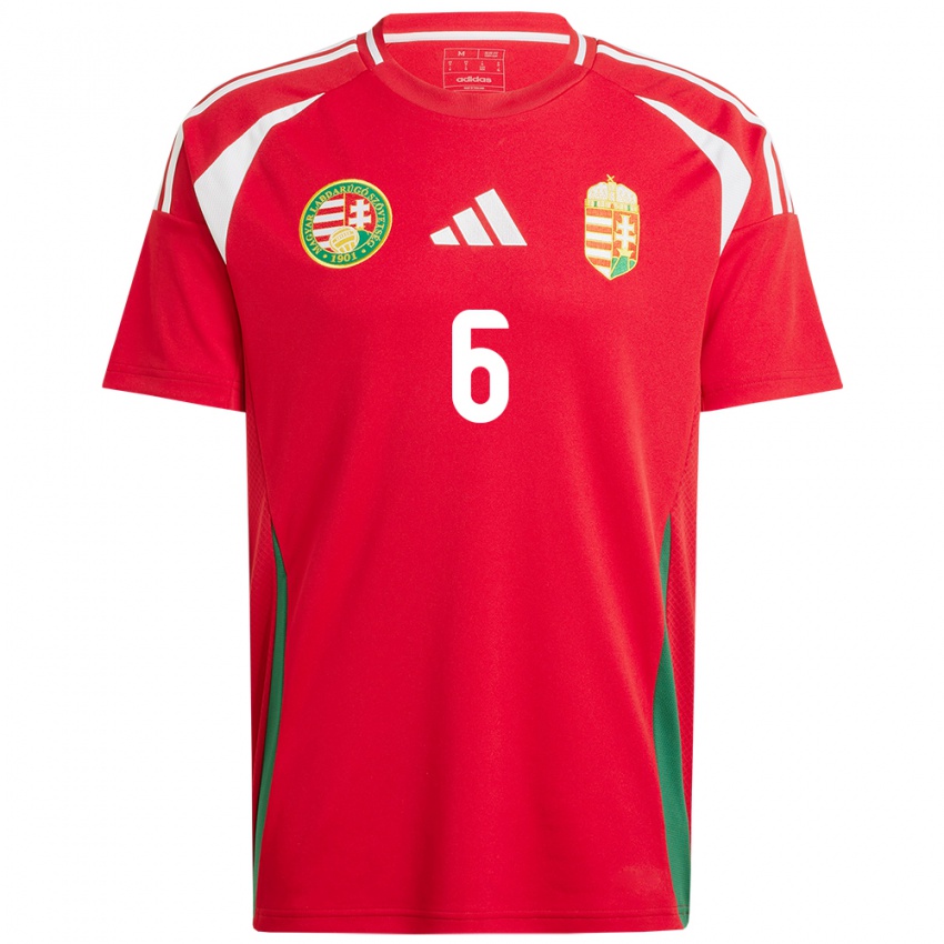 Hombre Camiseta Hungría Willi Orbán #6 Rojo 1ª Equipación 24-26 La Camisa Chile