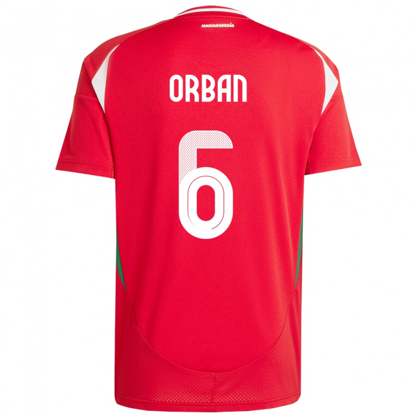 Hombre Camiseta Hungría Willi Orbán #6 Rojo 1ª Equipación 24-26 La Camisa Chile