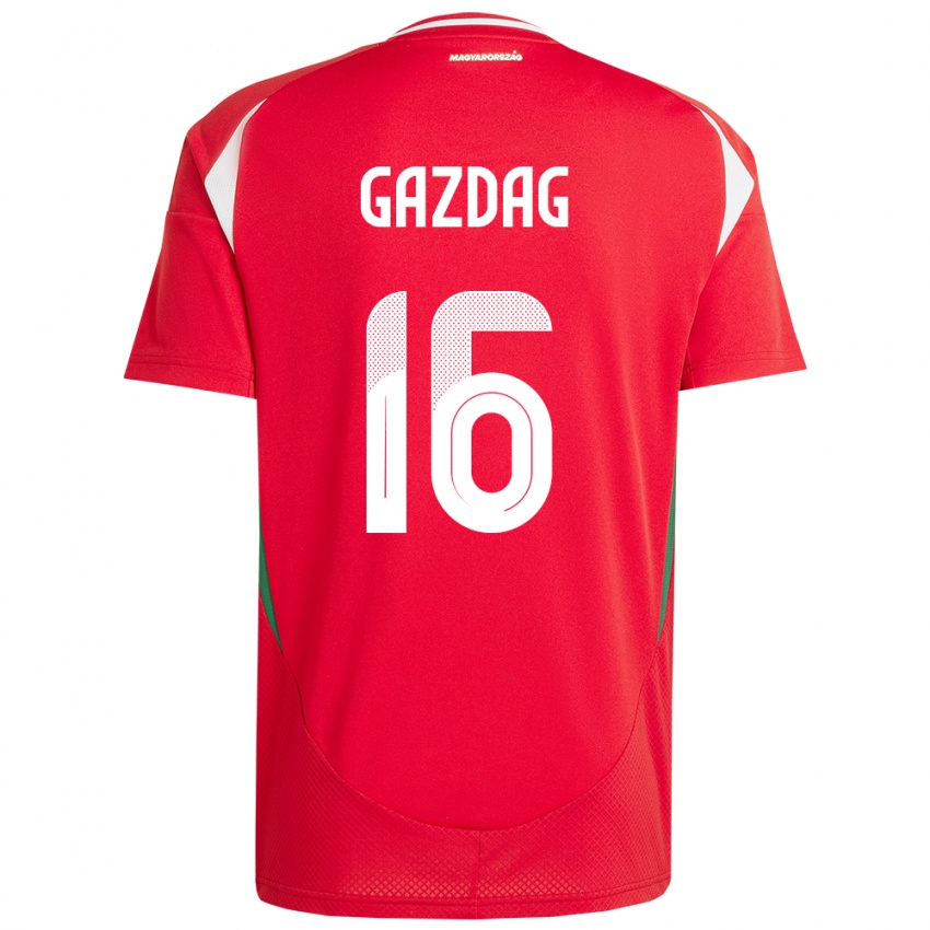 Hombre Camiseta Hungría Dániel Gazdag #16 Rojo 1ª Equipación 24-26 La Camisa Chile