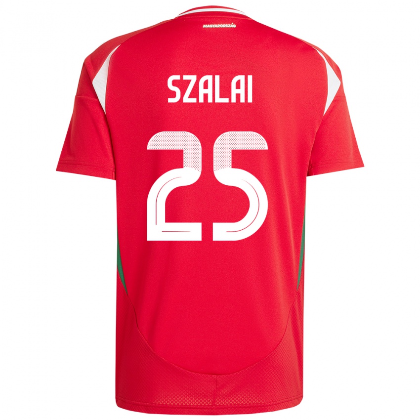 Hombre Camiseta Hungría Gábor Szalai #25 Rojo 1ª Equipación 24-26 La Camisa Chile