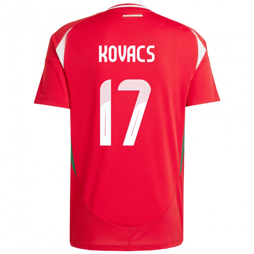 Hombre Camiseta Hungría Mátyás Kovács #17 Rojo 1ª Equipación 24-26 La Camisa Chile