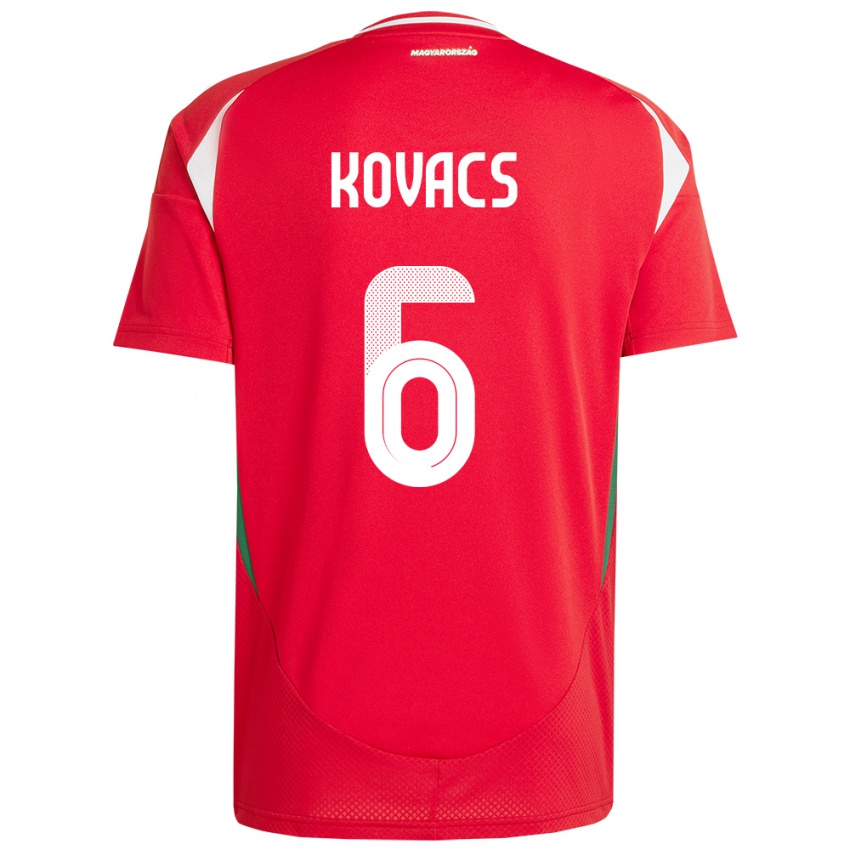 Hombre Camiseta Hungría Noel Kovács #6 Rojo 1ª Equipación 24-26 La Camisa Chile