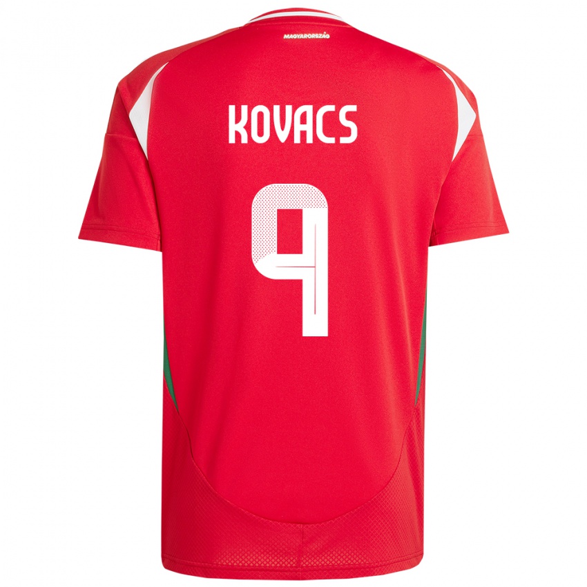 Hombre Camiseta Hungría Patrik Kovács #9 Rojo 1ª Equipación 24-26 La Camisa Chile