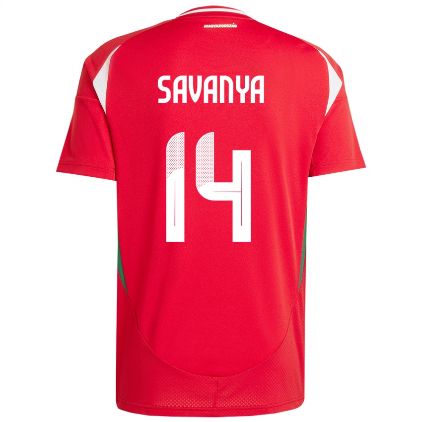 Hombre Camiseta Hungría Csilla Savanya #14 Rojo 1ª Equipación 24-26 La Camisa Chile