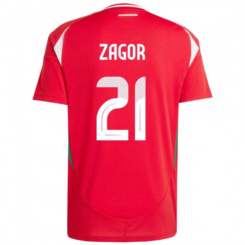 Hombre Camiseta Hungría Bernadett Zágor #21 Rojo 1ª Equipación 24-26 La Camisa Chile