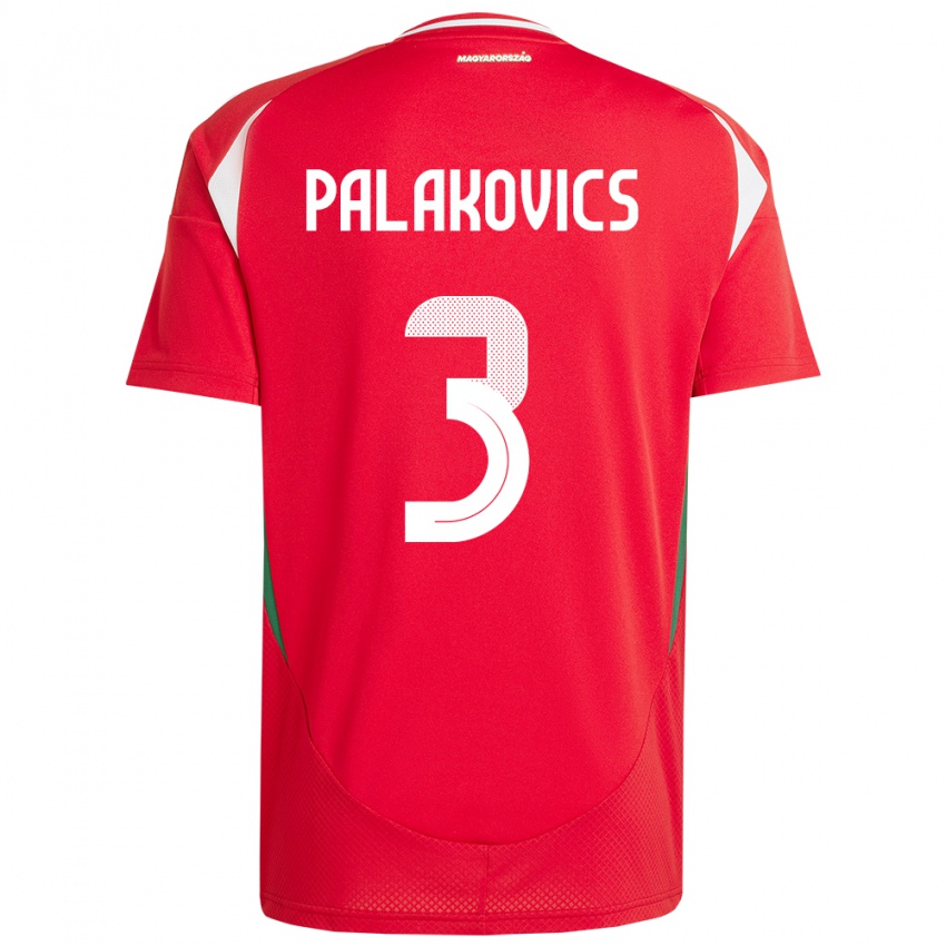 Hombre Camiseta Hungría Laura Palakovics #3 Rojo 1ª Equipación 24-26 La Camisa Chile