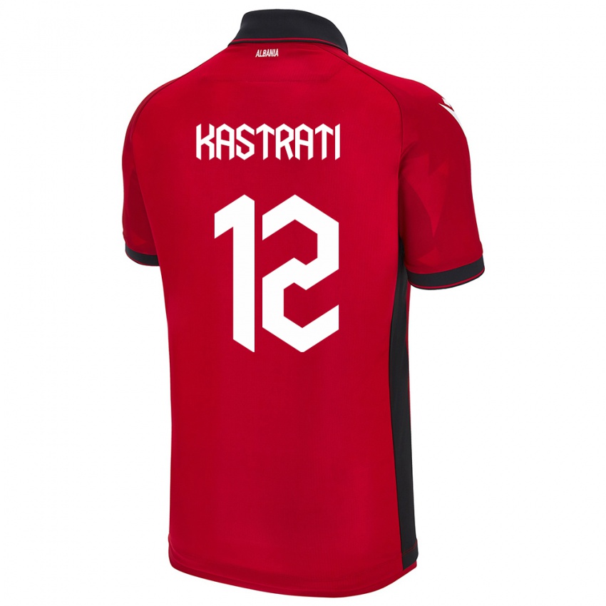 Hombre Camiseta Albania Elhan Kastrati #12 Rojo 1ª Equipación 24-26 La Camisa Chile