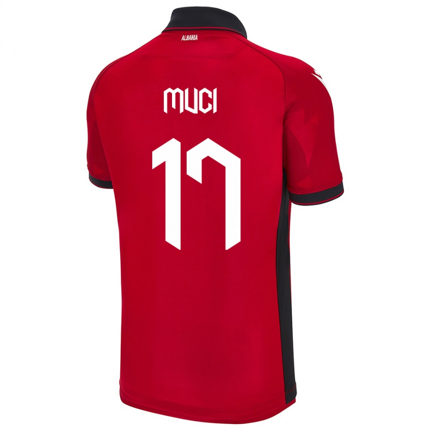 Hombre Camiseta Albania Ernest Muci #17 Rojo 1ª Equipación 24-26 La Camisa Chile