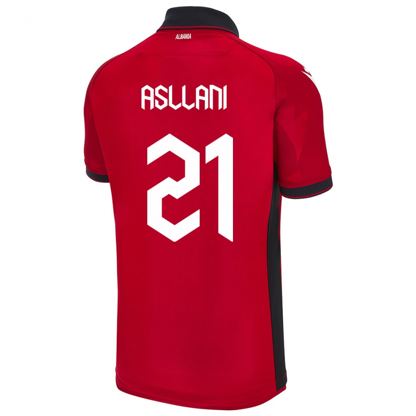 Hombre Camiseta Albania Kristjan Asllani #21 Rojo 1ª Equipación 24-26 La Camisa Chile