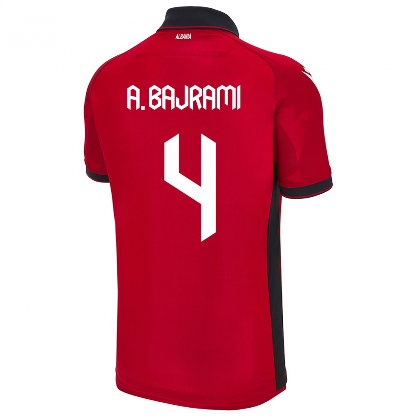 Hombre Camiseta Albania Adrian Bajrami #4 Rojo 1ª Equipación 24-26 La Camisa Chile