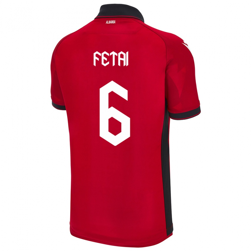 Hombre Camiseta Albania Feta Fetai #6 Rojo 1ª Equipación 24-26 La Camisa Chile