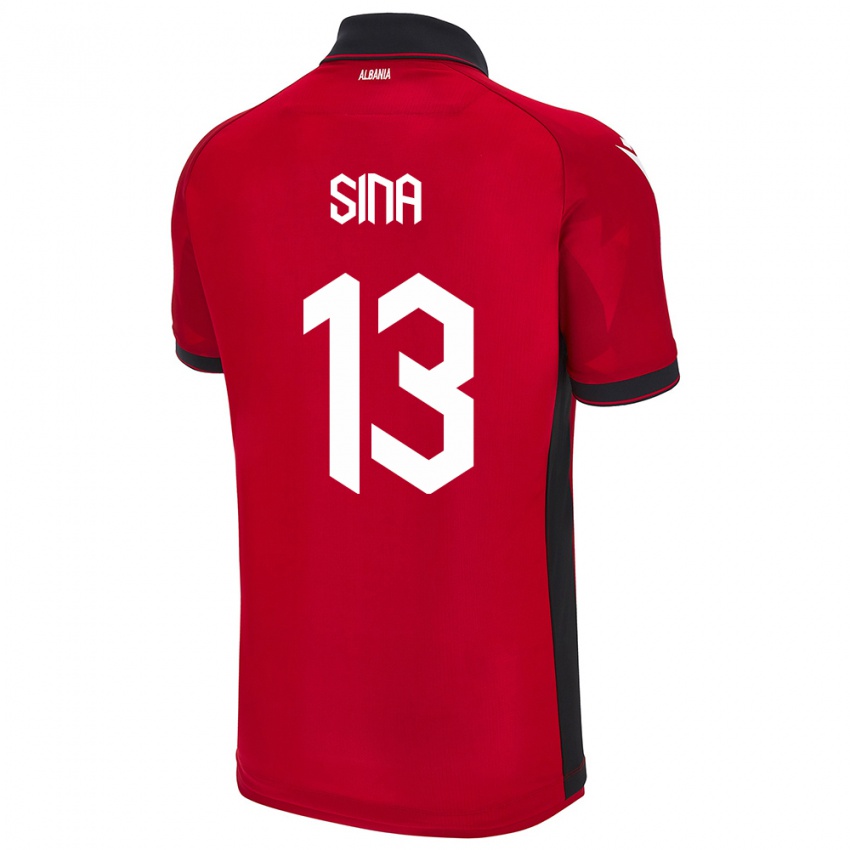 Hombre Camiseta Albania Samuele Sina #13 Rojo 1ª Equipación 24-26 La Camisa Chile