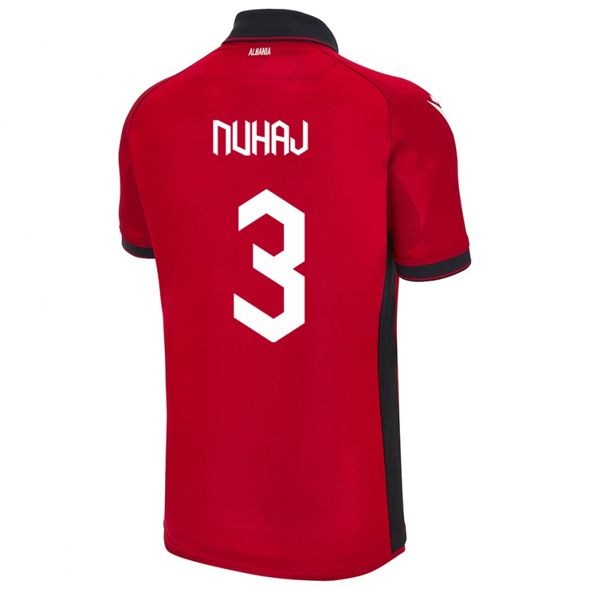 Hombre Camiseta Albania Fabjano Nuhaj #3 Rojo 1ª Equipación 24-26 La Camisa Chile