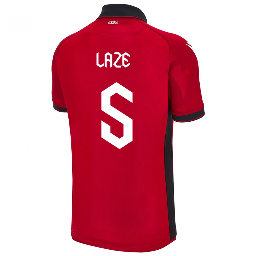 Hombre Camiseta Albania Jetmir Laze #5 Rojo 1ª Equipación 24-26 La Camisa Chile