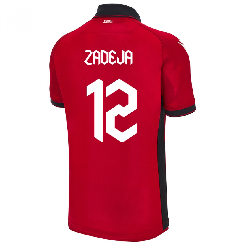 Hombre Camiseta Albania Darius Zadeja #12 Rojo 1ª Equipación 24-26 La Camisa Chile