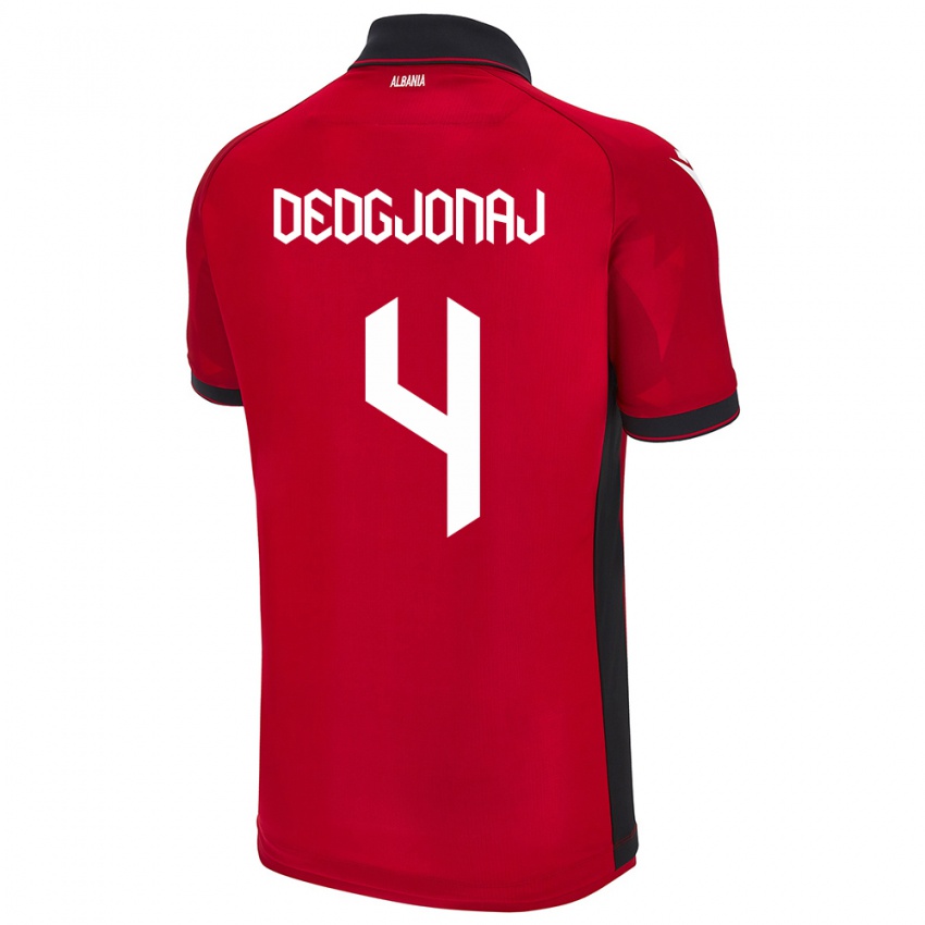 Hombre Camiseta Albania Leonora Dedgjonaj #4 Rojo 1ª Equipación 24-26 La Camisa Chile