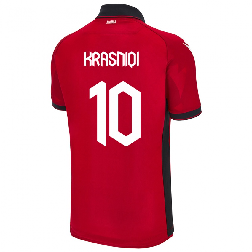 Hombre Camiseta Albania Qëndresa Krasniqi #10 Rojo 1ª Equipación 24-26 La Camisa Chile