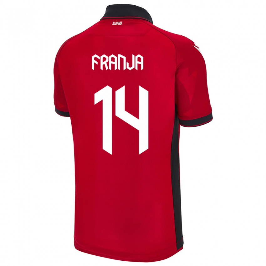 Hombre Camiseta Albania Ezmiralda Franja #14 Rojo 1ª Equipación 24-26 La Camisa Chile