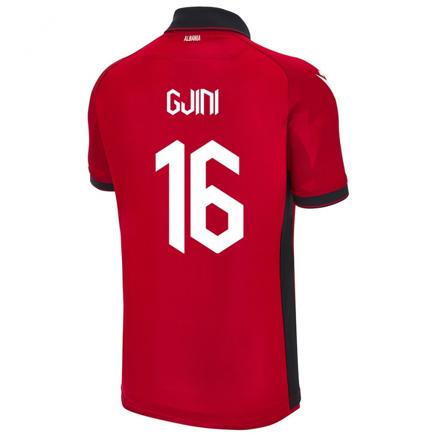 Hombre Camiseta Albania Luçije Gjini #16 Rojo 1ª Equipación 24-26 La Camisa Chile