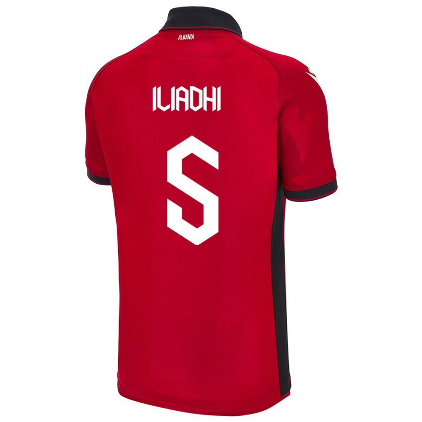 Hombre Camiseta Albania Aglia Iliadhi #5 Rojo 1ª Equipación 24-26 La Camisa Chile