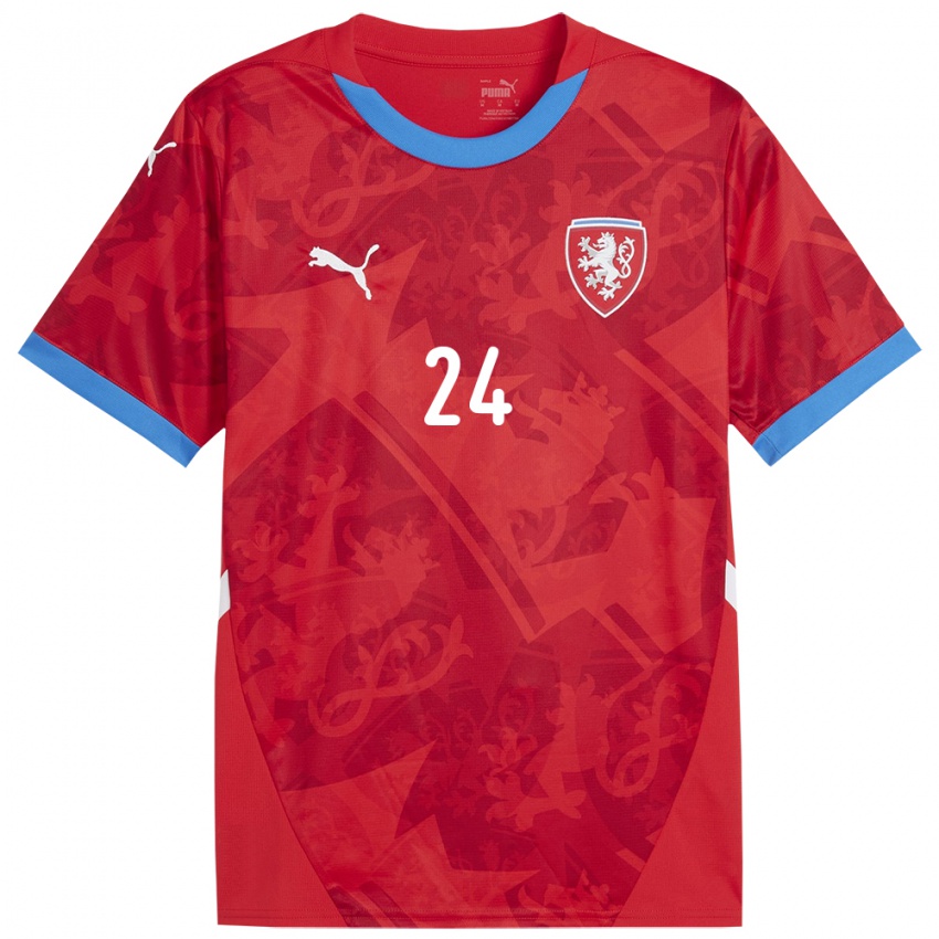 Hombre Camiseta Chequia Tomas Vlcek #24 Rojo 1ª Equipación 24-26 La Camisa Chile