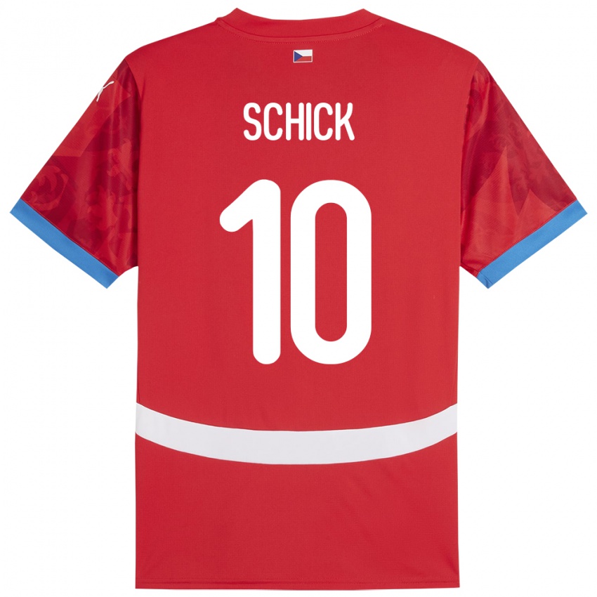 Hombre Camiseta Chequia Patrik Schick #10 Rojo 1ª Equipación 24-26 La Camisa Chile