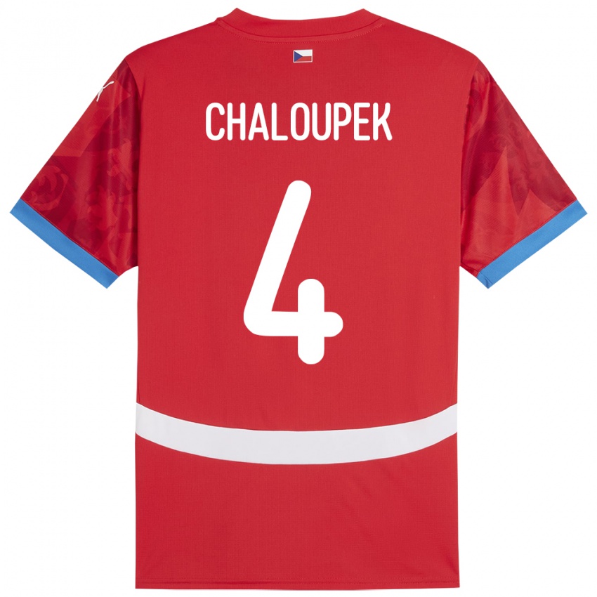 Hombre Camiseta Chequia Stepan Chaloupek #4 Rojo 1ª Equipación 24-26 La Camisa Chile