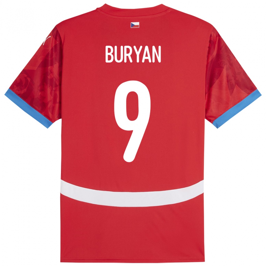 Hombre Camiseta Chequia Jan Buryan #9 Rojo 1ª Equipación 24-26 La Camisa Chile