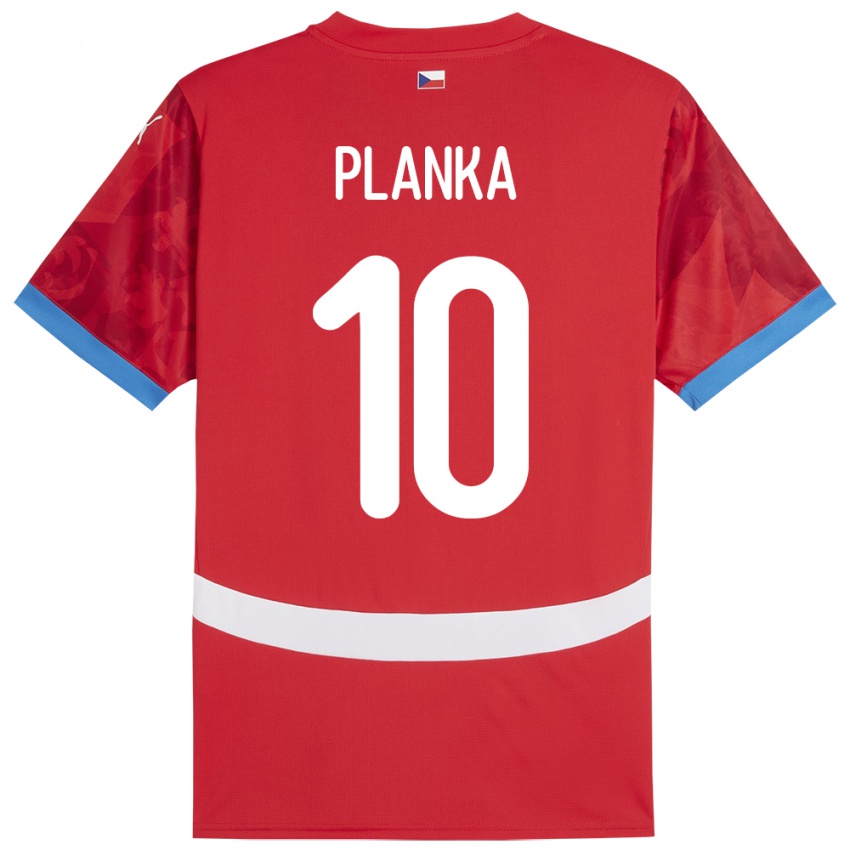 Hombre Camiseta Chequia David Planka #10 Rojo 1ª Equipación 24-26 La Camisa Chile