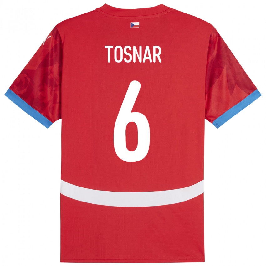 Hombre Camiseta Chequia Jakub Tosnar #6 Rojo 1ª Equipación 24-26 La Camisa Chile