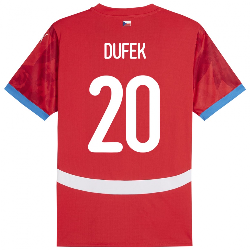 Hombre Camiseta Chequia Jakub Dufek #20 Rojo 1ª Equipación 24-26 La Camisa Chile