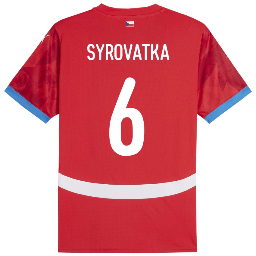 Hombre Camiseta Chequia Matyas Syrovatka #6 Rojo 1ª Equipación 24-26 La Camisa Chile