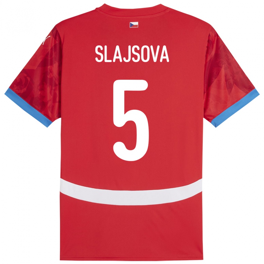 Hombre Camiseta Chequia Gabriela Šlajsová #5 Rojo 1ª Equipación 24-26 La Camisa Chile