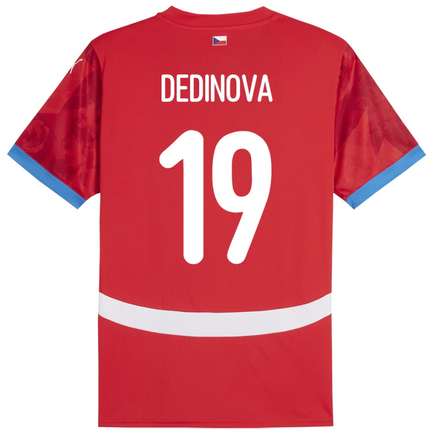 Hombre Camiseta Chequia Aneta Dědinová #19 Rojo 1ª Equipación 24-26 La Camisa Chile