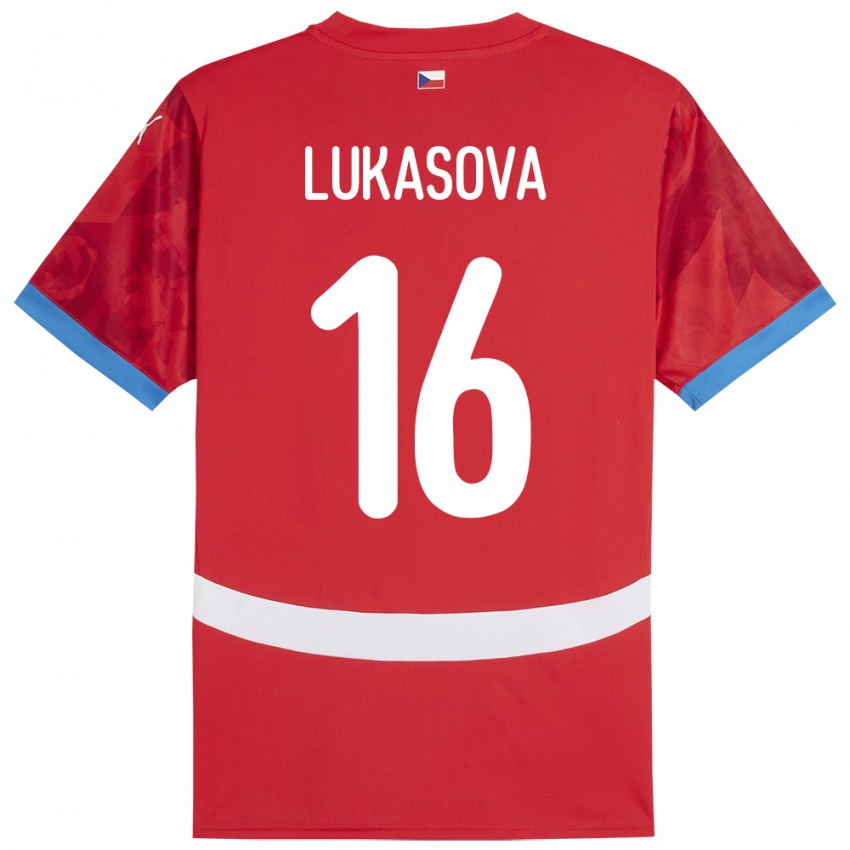 Hombre Camiseta Chequia Olivie Lukášová #16 Rojo 1ª Equipación 24-26 La Camisa Chile