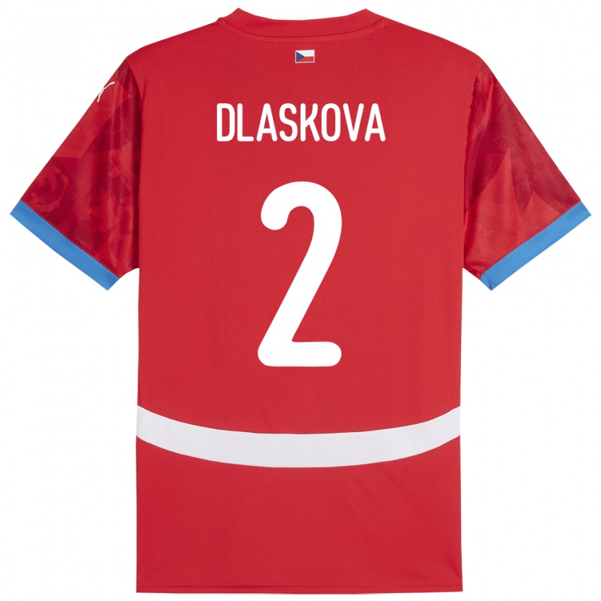 Hombre Camiseta Chequia Anna Dlasková #2 Rojo 1ª Equipación 24-26 La Camisa Chile