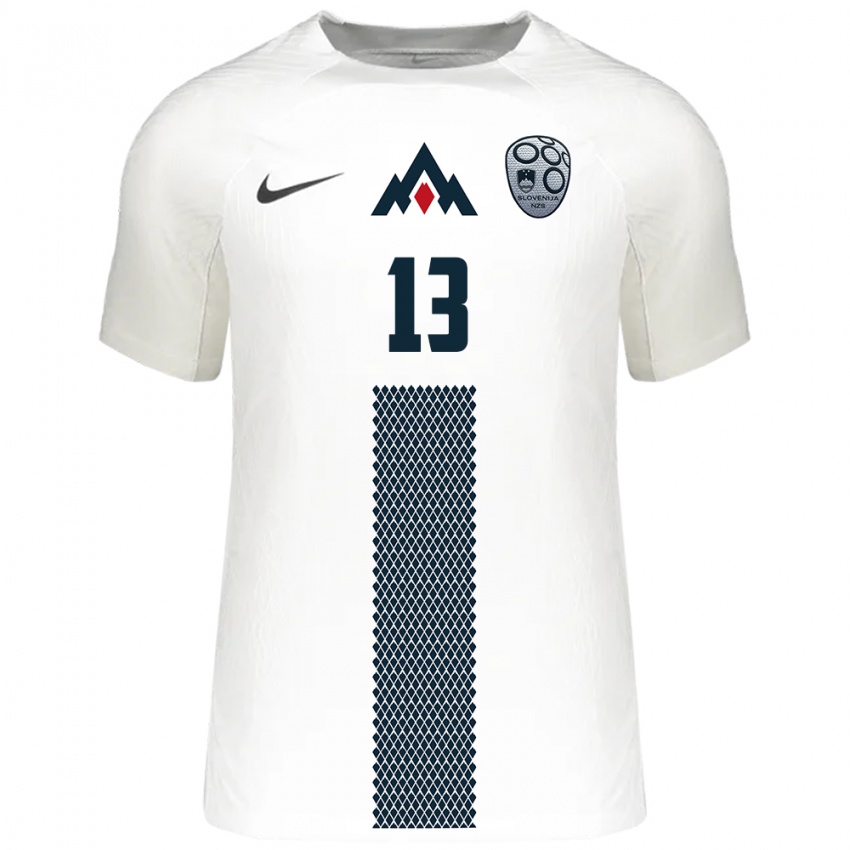 Hombre Camiseta Eslovenia Denis Videnovic #13 Blanco 1ª Equipación 24-26 La Camisa Chile