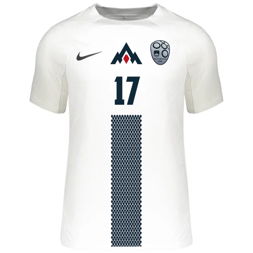 Hombre Camiseta Eslovenia Matic Ferk #17 Blanco 1ª Equipación 24-26 La Camisa Chile