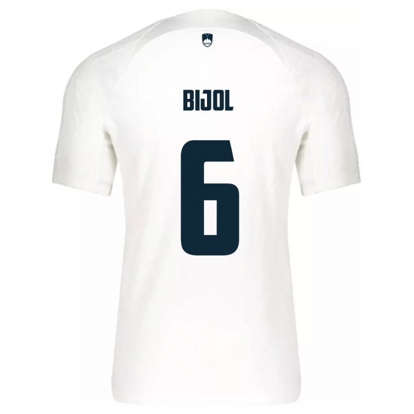 Hombre Camiseta Eslovenia Jaka Bijol #6 Blanco 1ª Equipación 24-26 La Camisa Chile