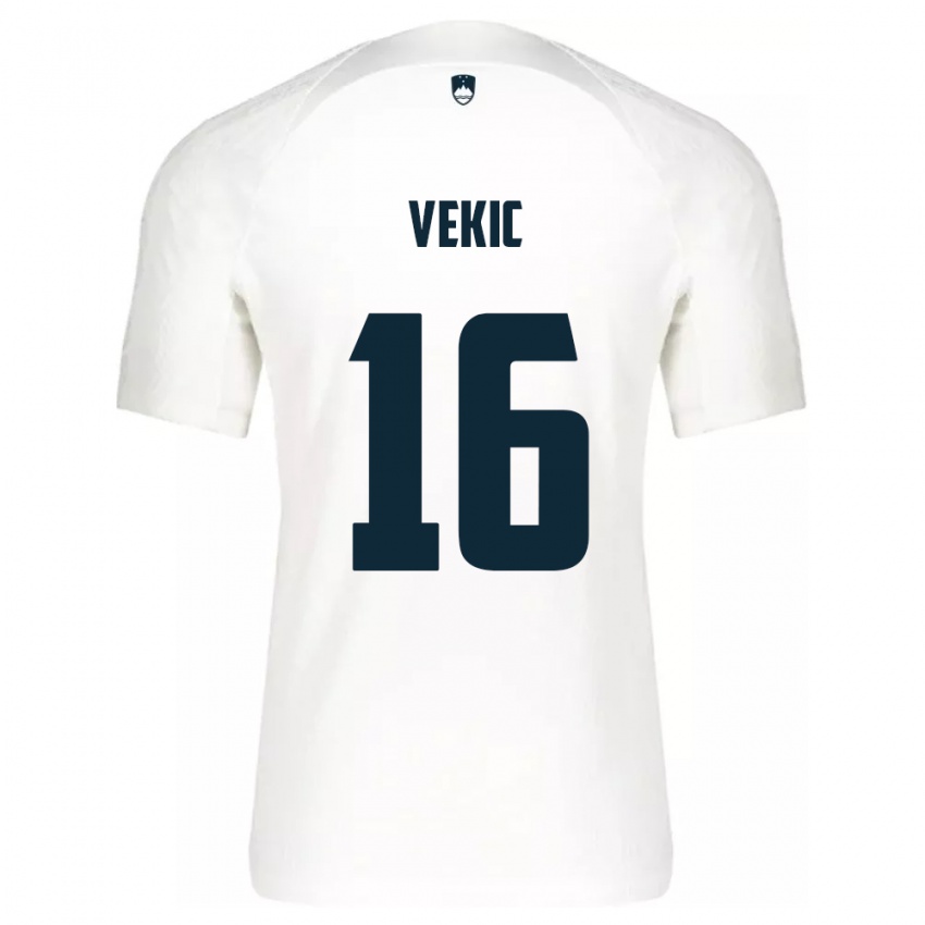 Hombre Camiseta Eslovenia Igor Vekic #16 Blanco 1ª Equipación 24-26 La Camisa Chile